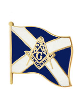 Scotland Saltire With Square & Compasses Freemasonry Masonic Pin Badge