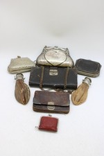 F x8 Antique Coin Purses inc, 925 Edges, Sovereign Case, Silver Plated, Leather