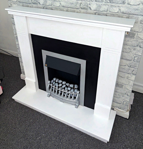 White wood fireplace surround - wood,