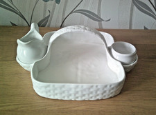 Strawberry Basket with Cream Jug and Sugar Bowl