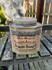 Mr. DINWOODIES OLD ENGLISH FAMOUS ASSORTED BOILED SWEETS ADVERTISING TIN Empty