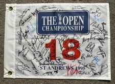 The Open 1995 St Andrews Golf Flag Hand Signed By 50 inc Ballesteros Nicklaus