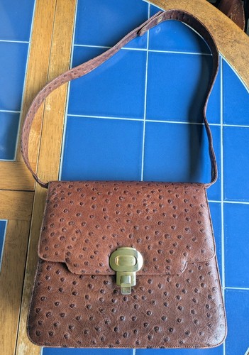 Vintage brown faux ostrich - vintage,