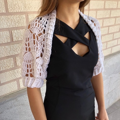 White crochet bridal shrug - bridal,
