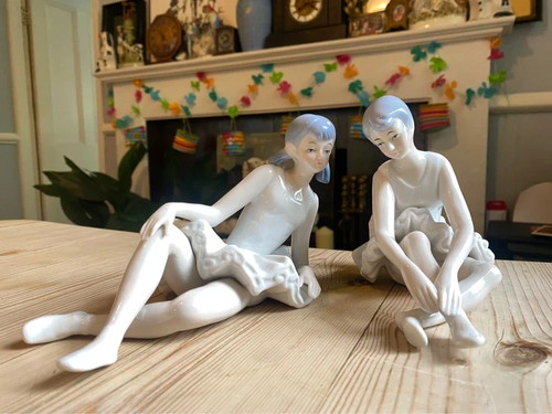 Pair porcelain ballerinas - pair,