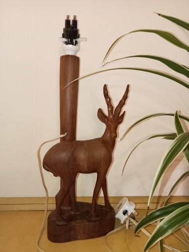 Mid century teak antelope lamp - mid,