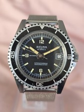 Stunning Vintage SICURA 25 Jewels Automatic Divers Style Wristwatch 40mm