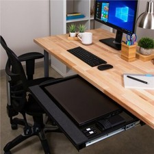 Large Black  Lockable  Laptop Security Drawer 550mm/21.65" Deep - Vented