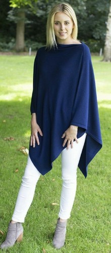 Cashmere poncho denim blue - cashmere,