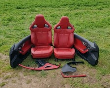 Jaguar F-Type X152 Red & Black Leather Interior Seats Left And Right Door Card