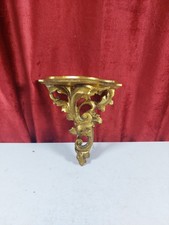 Vintage Wooden Small French Ornate Gilt Shelf With Gold Paint