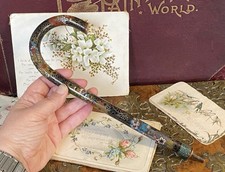 Antique Victorian Japanese cloisonne enamel walking stick / parasol handle