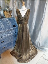 Gorgeous New Biba Dress Size 16 Gold Black Classic Wedding Christmas Ascot