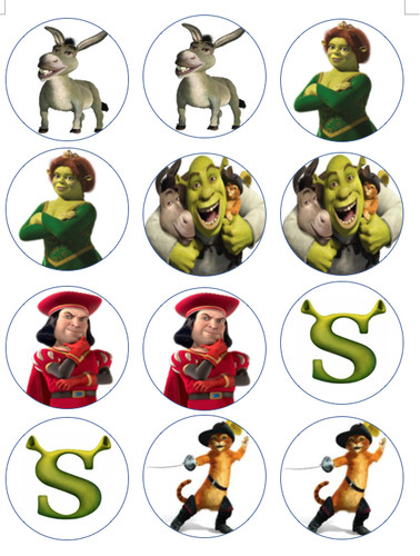 Shrek edible paper - 12, cupcake