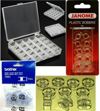 Universal Sewing Machine Plastic Bobbins - Janome - Brother - Storage Case