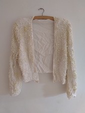 Ladies Winter  White Beaded Evening Jacket Country Christmas Size 12
