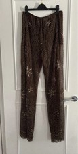 Zara Beaded Sequin brown trousers
