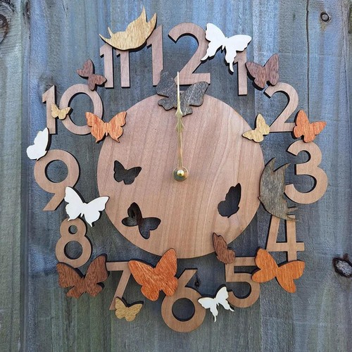 Wooden wall clock hanging - clock,