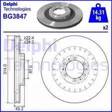 2x Brake disc Vented BG3847