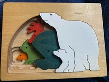 Hape’s George Luck Arctic Animals Layered Puzzle Wooden Toy