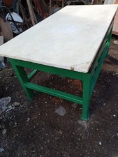 Vintage Industrial Work Bench Marble Top