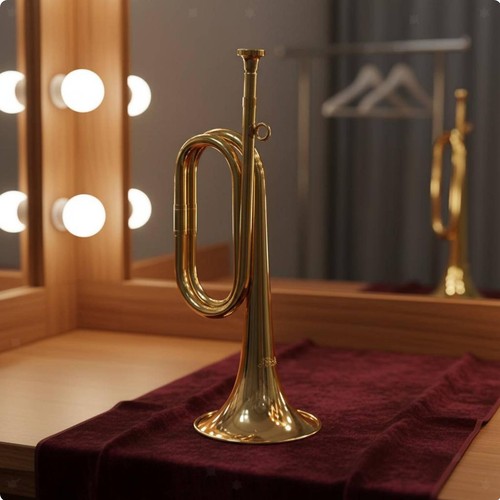 Bugle engraved brass - engraved,