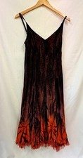 Ladies NOMADS Brown/Orange Velvet Flared Dress Size S CG N09
