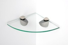 Glass Shelves Wall Mounted Bathroom Toughened Clear Corner Shelf Chrome Supports