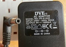 9V 1A 1000mA DVE DV-91AUK Power Supply Mains Adapter PSU Transformer