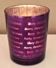 Christmas Glass Candle Holder with Merry Christmas Lettering Christmas is Coming