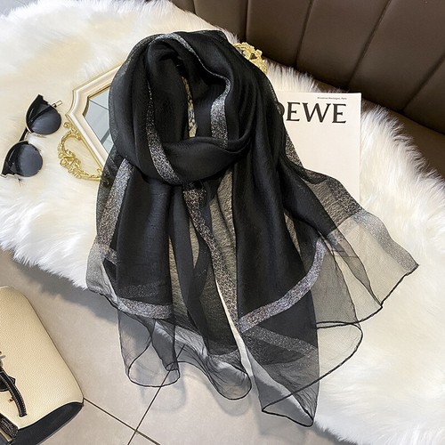 Silk shining plain scarf - shining,
