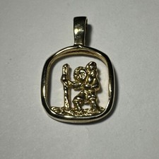 9ct Yellow Gold St Christopher Pendant Solid Gold Cut Out Travellers