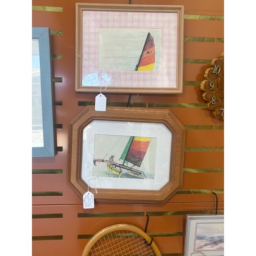 Vintage framed sailboat art - vintage,
