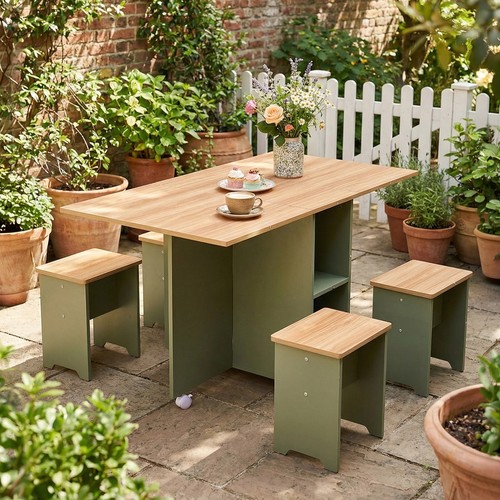Green foldable dining table - green,