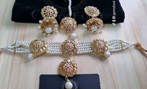 Choker earrings tikka - earrings, set