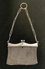 Antique Victorian Epns Chatelaine Mesh Coin Purse