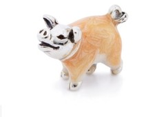 Saturno silver and enamel pig - and,
