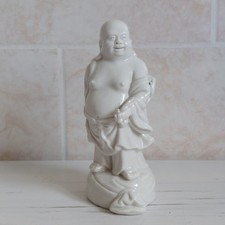 Vintage Blanc De Chine Buddha Figurine Porcelain Oriental Asian H 15.5cm DAMAGE