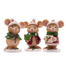 Set of 3 Adorable Festive Mice