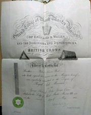 masonic Royal ARK Mariner Certificate Greys Thurrock Lodge  1953 VGC