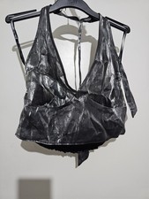 Metallic/shimmery Grey/silver Halterneck Crop Top Size 12 Primark
