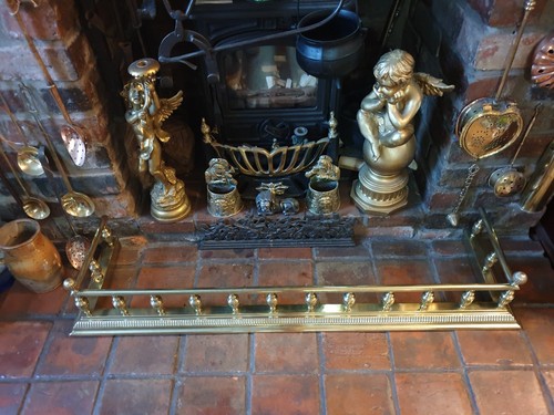 Antique victorian brass fire - victorian,