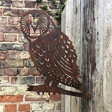 Rusty Metal OWL Garden silhouette sign Ornament decoration feature Statue bird