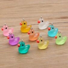 Glow in the Dark Rubber Duck Charms Resin Luminous Pendants For Jewellery Making