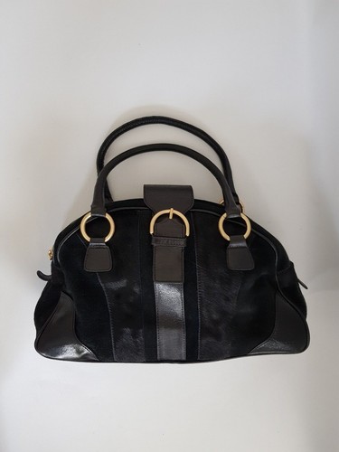 Black leather faux fur - &,