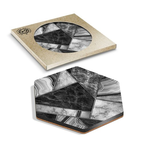 Hexagon coaster bw - bw,