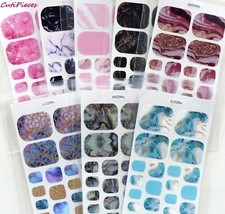 Nail Art Marbling Glitter Marble Toe Nail Wraps Full Cover Polish Foot Stickers