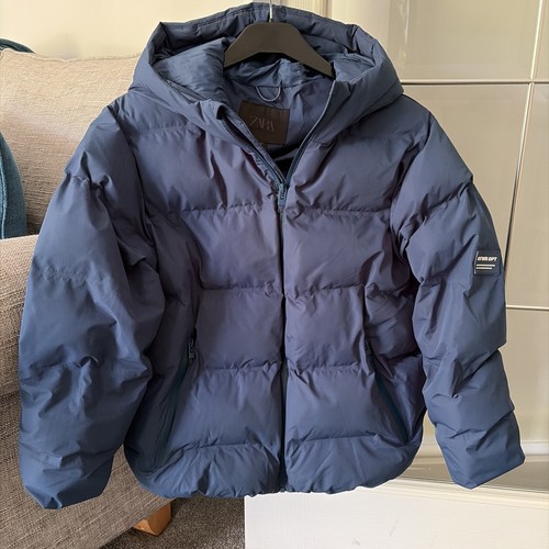 Zara blue puffer - zara, coat