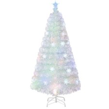 4FT Pre-Lit Artificial Christmas Tree Fiber Optic Xmas Tree W/ Snowflake Lights
