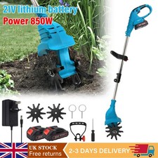 Garden Cordless Cultivator Rotovator Tiller Rechargeable w/2* Blades & Batteries